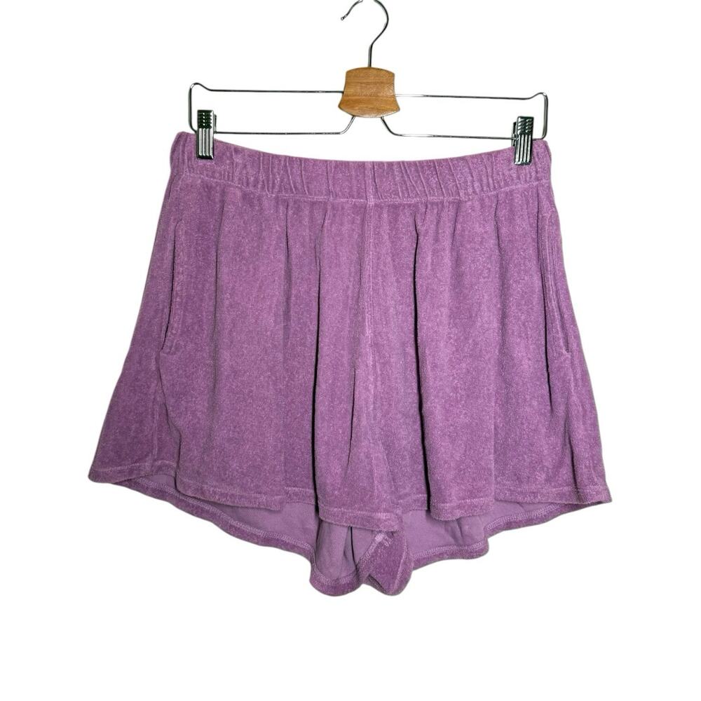 Suzie Kondi Lavender Lilac Purple Cotton Terry Lounge Tefta Track Shorts Large